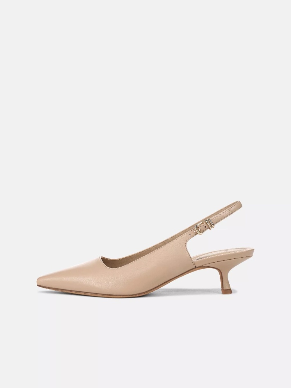 New Vince Sabra Leather Slingback Heels in Light Beige, Size 10